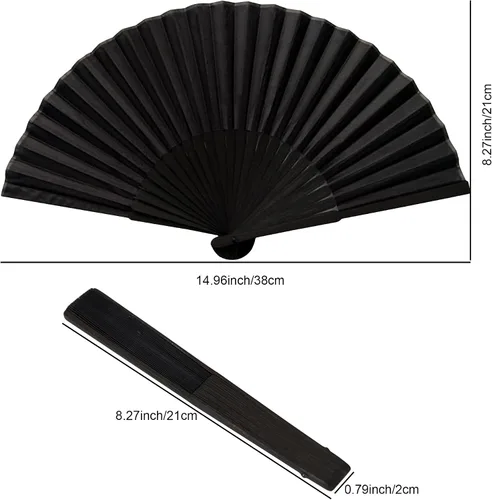 Vista 2 de Ventiladores personalizados de mano personalizados, ventilador plegable de mano, ventilador chino de tela oriental para graduación de baile