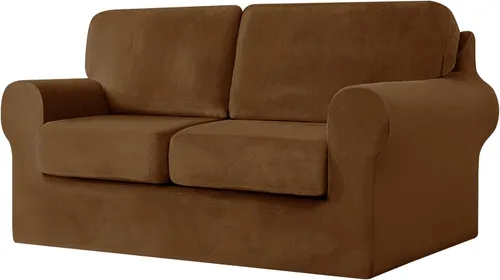 Vista 48 de UNBBRRL Fundas de sofá de 3 piezas para sofá, funda de terciopelo elástico para sillón con 1 funda de cojín de asiento y 1 funda de respaldo