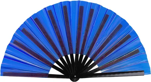 Vista 8 de Paquete de 2 abanicos de mano plegables grandes, abanicos de tela retro vintage de tela de nailon, ventilador de mano chino de Kung Fu Tai Chi