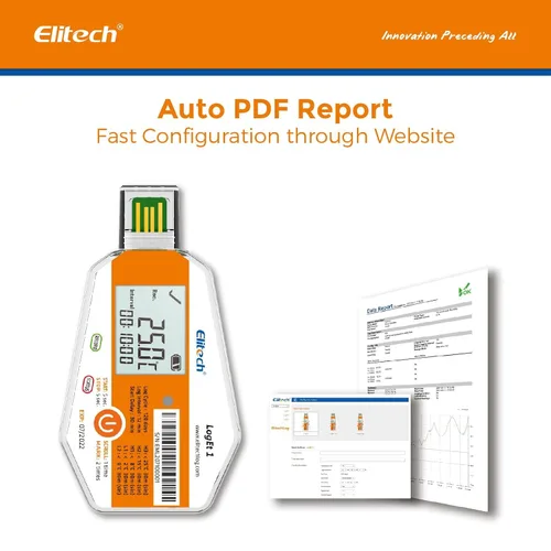 Vista 3 de Elitech LogEt1TH - Paquete de 1000 registradores de datos desechables certificados por PQS, sensor de luz y humedad de temperatura, pedidos a granel