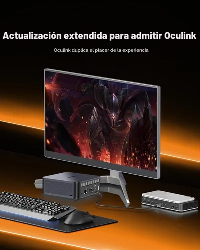 Vista 7 de Reatan Oculink Gaming Mini PC, Ryzen 7 255(hasta 4.9 GHz) Barebone Mini PC Radeon 780M, 2x 8K USB4, HDMI 2.1, Wi-Fi 7, BT 5.4, Quad-Display