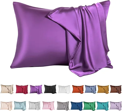 Vista 29 de Funda de almohada de seda de morera para cabello y piel - Funda de almohada de seda refrescante con cremallera oculta, de doble lado, suave