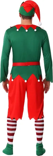 Vista 4 de Disfraz de ayudante de Papá Noel de talla grande para hombre