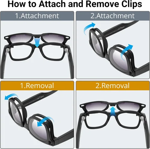 Vista 5 de HiBloks Transition/Gradient Polarized Clip-On Lens for RayBan Meta Wayfarer UV Protection Clip-On Lenses Matte/Shiny Accessories for Ray-Ban Meta