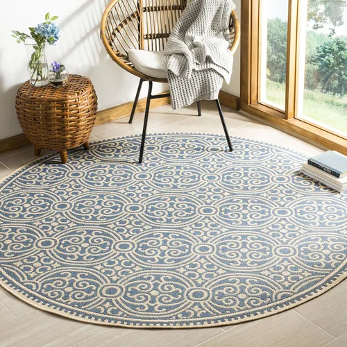 Vista 9 de SAFAVIEH Alfombra lavable para exteriores Linden Collection - 4 x 6 pies, aguamarina y crema, no desprende pelusa y fácil de limpiar, ideal