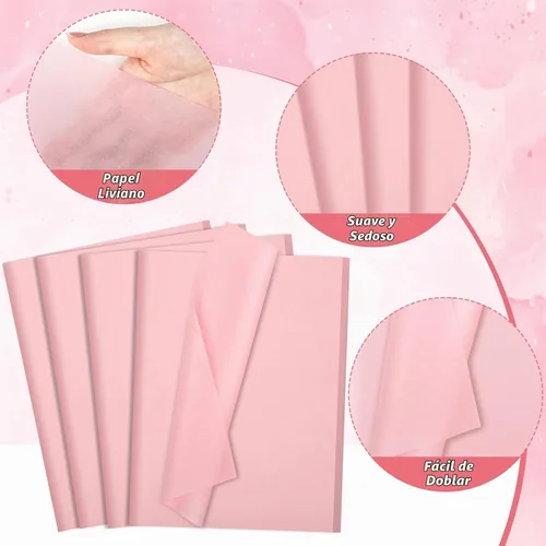 Vista 3 de woric 160 hojas de papel de seda rosa para bolsas de regalo de 20 x 14