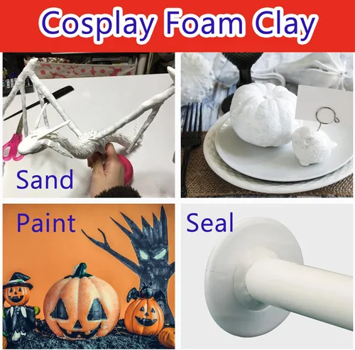 Vista 7 de Arcilla de espuma negra para cosplay de 17.64 oz, espuma esculpida ligera, arcilla seca al aire Air Dry Clay for Cosplay Costumes, Moldable Foam