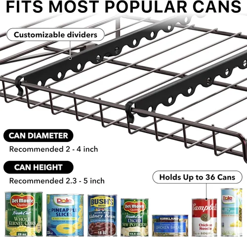 Vista 6 de Simple Houseware Estante Organizador de Latas Apilable para Despensa/Gabinete – 11.5 pulgadas de profundidad x 17 pulgadas de ancho x 13.75 pulgadas