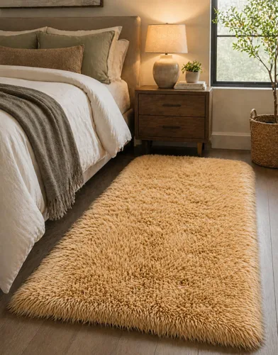 Vista 11 de LAMBZY Alfombra rectangular de piel de oveja sintética, súper suave, hipoalergénica, de felpa, lujosa alfombra de felpa sedosa para dormitorios