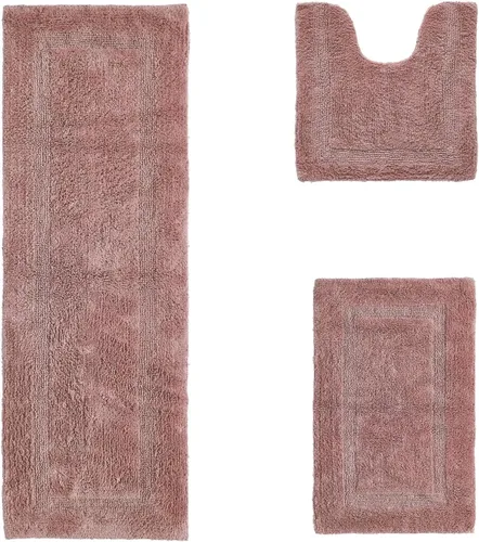 Vista 402 de Better Trends - Juego de 2 alfombras de baño 100% algodón, extra suaves, con borlas, de 17" x 24", alfombra de baño superabsorbente y reversible