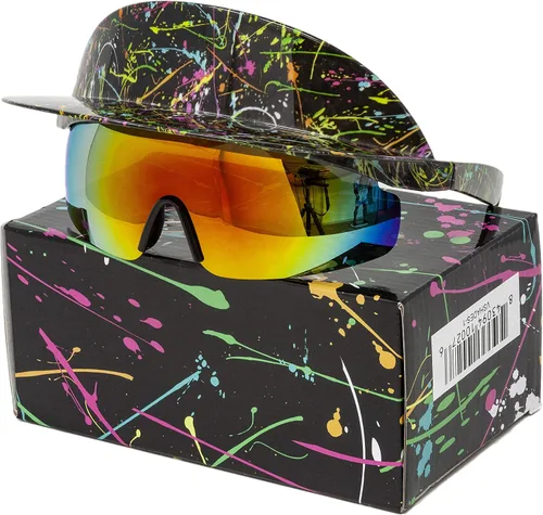 Vista 8 de Funny Guy Mugs Gafas de sol polarizadas con visera - Gafas de sol retro prémium de los años 80 y 90 Gnarly