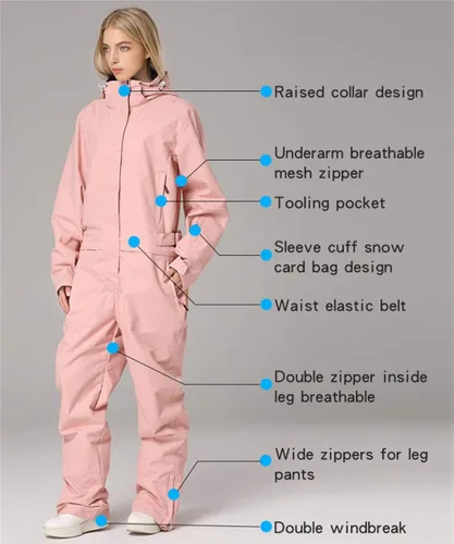 Vista 2 de YEEFINE Traje de esquí de una pieza para mujer, monos de nieve impermeables para invierno