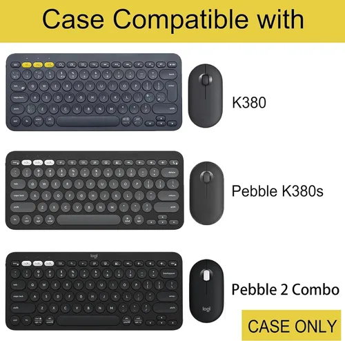 Vista 2 de co2CREA Funda rígida compatible con Logitech Pebble 2 Combo K380 K380s Pebble Keys 2 + teclado inalámbrico M350 y combo de mouse Pebble (negro)