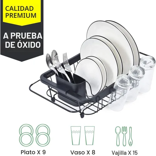 Vista 3 de TOOLF - Estante expandible para secar platos sobre el fregadero, estante ajustable para platos en el fregadero o en la encimera, escurridor