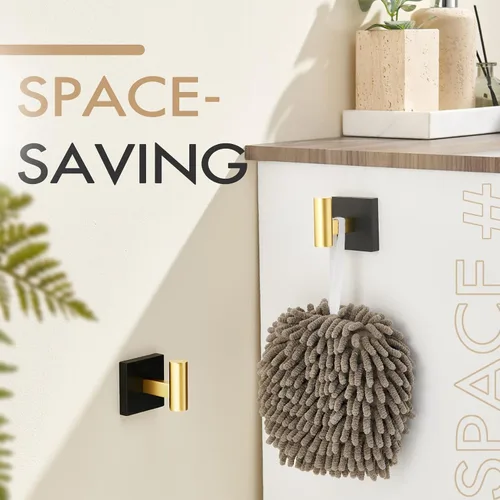 Vista 8 de KOKOSIRI Ganchos para batas de baño, ganchos para toallas, ganchos montados en la pared, accesorios de baño, paquete de 2 unidades, color negro