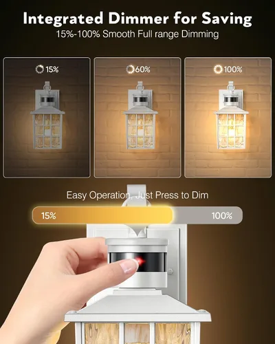 Vista 3 de VIANIS Luces de pared al aire libre con sensor de movimiento, luces de pared blancas del atardecer al amanecer, accesorio de luz exterior, linterna