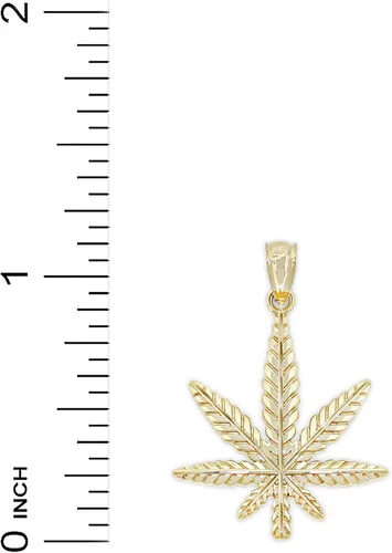 Vista 4 de Oro Hoja de Marihuana encanto, 14K oro macizo