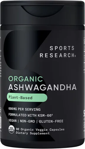 Vista 2 de Sports Research Paquete de sueño – Ashwagandha orgánica – Adaptógeno para relajación, calma y apoyo al sueño 600 mg + cápsulas de L-treonato