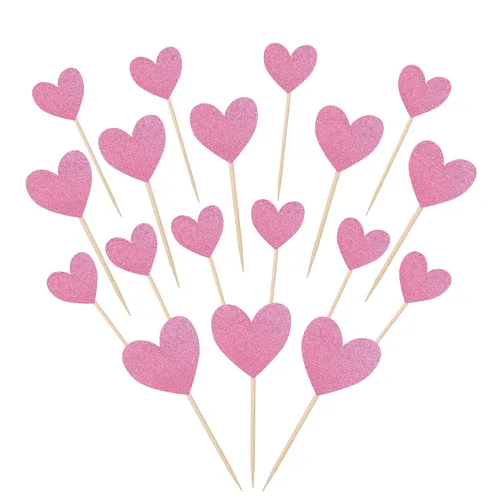 Vista 16 de 30 piezas de decoración para cupcakes con diseño de corazón con purpurina para cupcakes, despedida de soltera, boda, compromiso, decoración de Negro