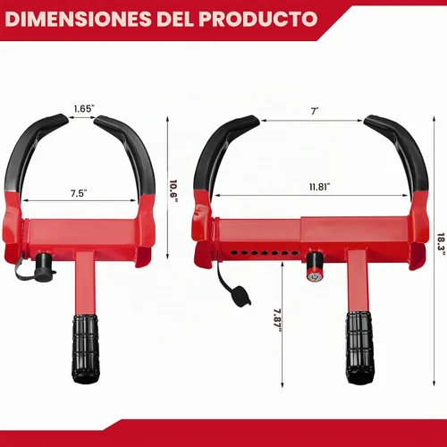Vista 2 de 3 piezas de bloqueo de rueda para automóviles, bloqueo de rueda de remolque resistente, universal de seguridad antirrobo, abrazadera para neumáticos