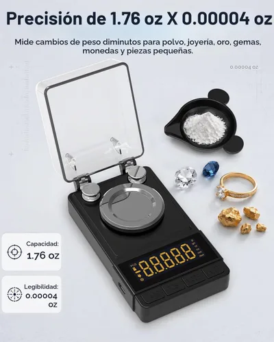 Vista 2 de MAXUS Báscula digital miligramos 1.76 oz/0.00004 oz, escala compacta de Mg Negro