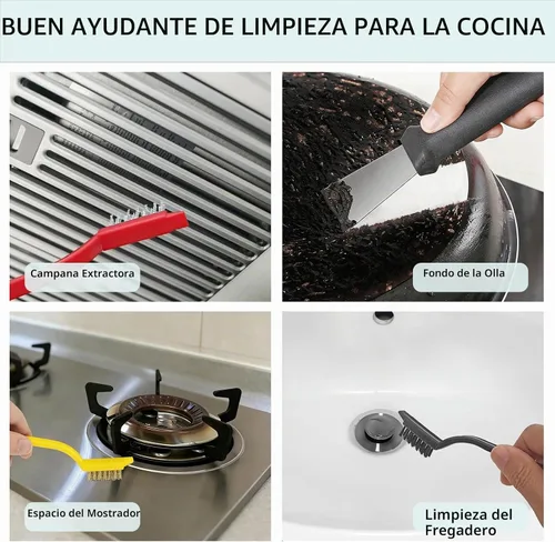 Vista 3 de Juego de cepillos de limpieza para grietas, herramientas de limpieza dura para lechada de baño, rieles de ventanas y puertas de ducha, limpieza