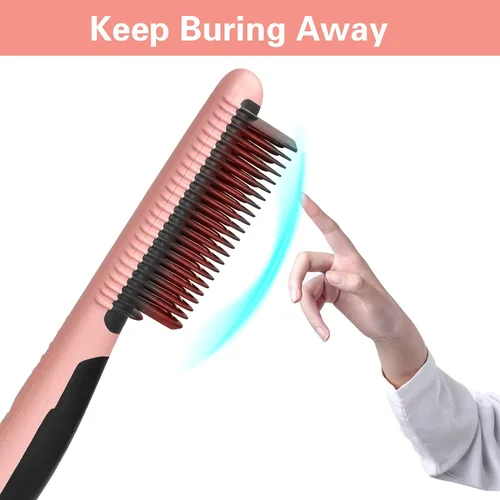 Vista 5 de Peine alisador de cabello, peine de cerámica para alisar el cabello, peine eléctrico para cabello negro, 6 ajustes de temperatura, 20 minutos