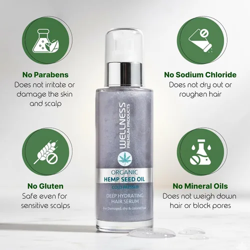Vista 2 de Wellness Premium - Suero hidratante profundo para el cabello con protección contra el calor, 3.4 fl oz El suero ligero Silver bloquea la humedad