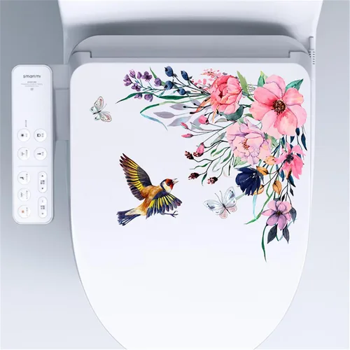 Vista 12 de Generic Calcomanías para tapa de inodoro con diseño de gato que ríe, diseño de gato blanco con dibujos animados, material de PVC impermeable