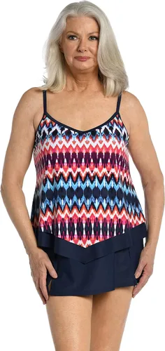 Vista 15 de Maxine of Hollywood Traje de baño tankini con cuello en V para mujer Negro/ Isla Verde