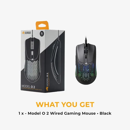 Vista 6 de GLORIOUS Mouse + Bungee Model O 2 - Ratón negro para juegos (cableado), accesorio de gestión de cables (negro)