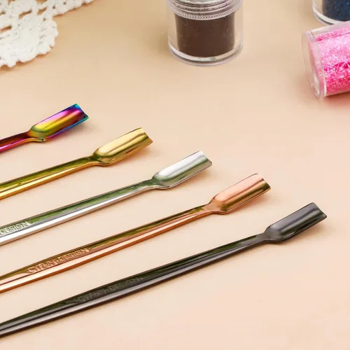 Vista 8 de Juego de 9 cucharas de acero inoxidable 304 para manualidades, álbumes de recortes, polvos de relieve con purpurina, lentejuelas y otros adornos