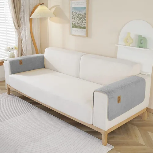 Vista 17 de Fundas de sofá de vellón sherpa suave y esponjoso, funda de sofá seccional de felpa cálida, funda antideslizante para sofá, protector de muebles