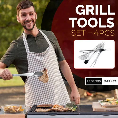Vista 5 de Juego de herramientas para barbacoa con pinzas, espátula, tenedores, cepillo, kit de parrilla de acero inoxidable para parrilla, accesorios