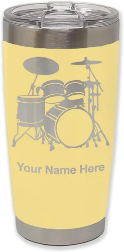 Vista 15 de LaserGram Vaso aislado al vacío de 20 onzas, juego de batería, grabado personalizado incluido (negro)