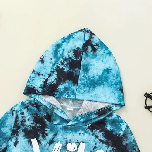 Vista 2 de Conjunto de sudadera con capucha de manga larga para bebé niño y niño pequeño + pantalones deportivos para otoño e invierno
