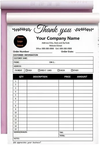 Vista 5 de Libro de recibos de agradecimiento personalizado de 2 partes/3 partes, libro de recibos personalizado, multiusos, duplicado, sin carbono, con nombre