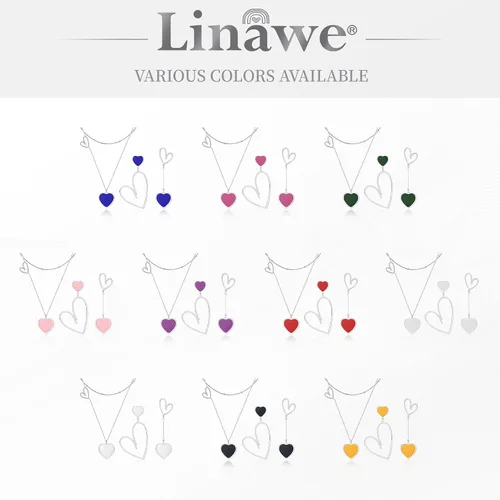 Vista 5 de Linawe Gargantilla de cadena con dije de corazón de doble capa, collar apilado para mujer, oro rosa de 14 quilates, tono plateado, disfraz de amor