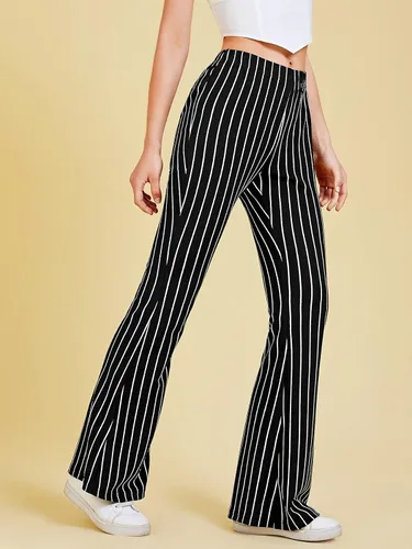 Vista 3 de WDIRARA - Pantalones largos elásticos para mujer al cuerpo como una piel de serpiente de cintura alta estilo informal