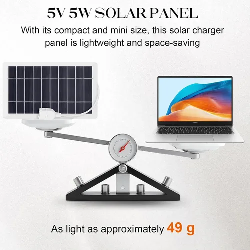 Vista 7 de Cargador de panel solar USB, kit de panel solar portátil de 2 piezas para cámara, carga de teléfono celular, camping, senderismo, viajes al aire