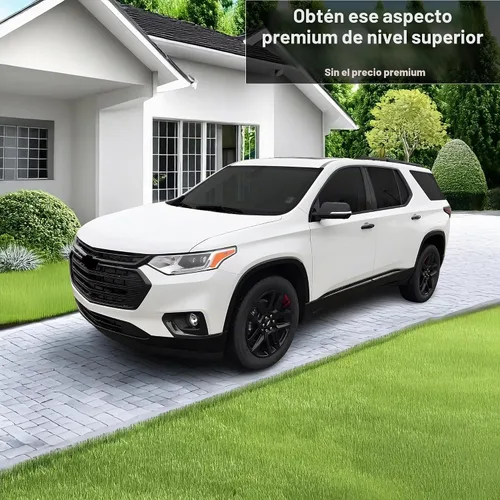 Vista 2 de BOGAR TECH DESIGNS Para Chevrolet Traverse 2018-2021 Rejilla delantera Chrome Delete - Kit de revestimiento de vinilo precortado, borde opaco negro
