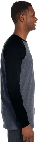Vista 3 de Camiseta de algodón para hombres de manga larga, estilo de béisbol, S