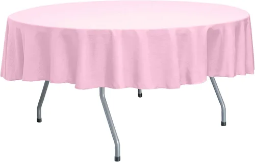 Vista 34 de Ultimate Textile Mantel redondo reversible Shantung Satin Majestic de 84 pulgadas, color rosa hielo