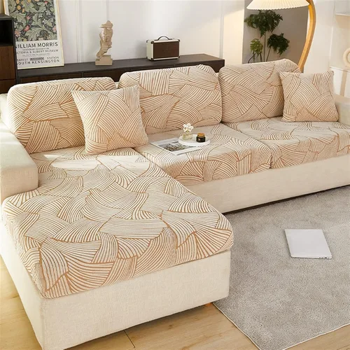 Vista 10 de MIPOPS Funda de cojín gruesa de jacquard para asiento de sofá, funda elástica y extraíble para sofá seccional, protector antipolvo, apto