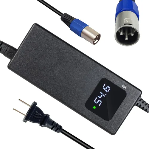 Vista 13 de Cargador de batería de litio de 54.6 V 2 A para batería de iones de litio de 48 V 13s, adaptador de corriente con pantalla HD para voltaje de carga