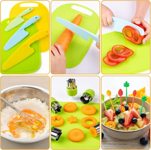 Vista 3 de EFO SHM Juego de Cocina para Niños de 52 Piezas, Juguetes de Cocina de Juego de Simulación Montessori para Cocinar y Hornear de Verdad, Juego