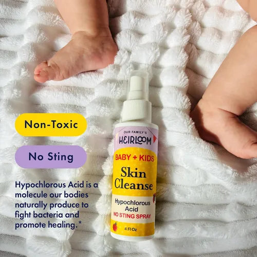 Vista 4 de Spray de ácido hipocloroso para niños - Calma la dermatitis del pañal, acné infantil, eccema, cortes y raspaduras - Spray calmante para la piel