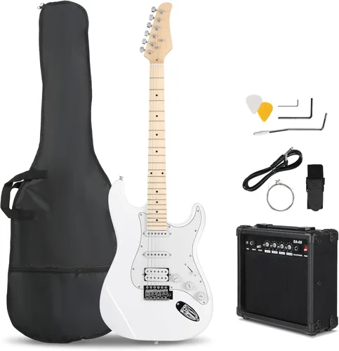 Vista 10 de Ktaxon - Kit de guitarra eléctrica de 39 pulgadas para principiantes, con pastillas HSS de 6 cuerdas, guitarra eléctrica de cuerpo sólido
