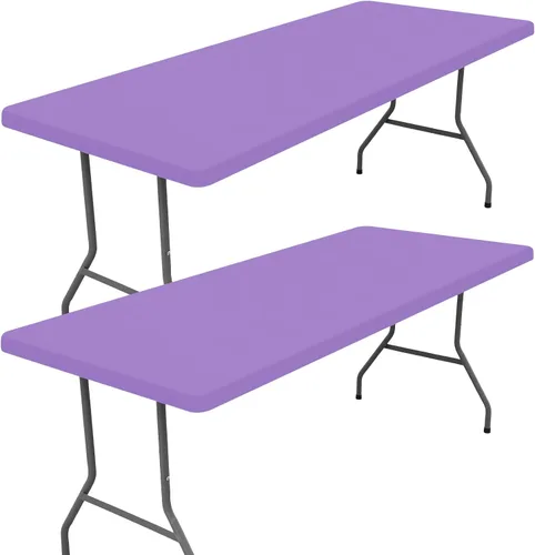 Vista 28 de Moosfor Paquete de 2 manteles rectangulares de elastano de 4 pies, elásticos y ajustables para pícnic, cubierta de mesa de patio elástica y lavable