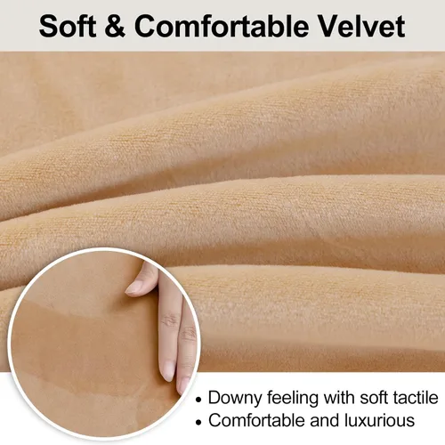 Vista 3 de smiry - Fundas para sillas de comedor de terciopelo elástico y suave, extraíbles, Terciopelo, Beige